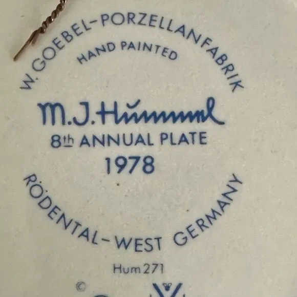 MJ Hummel annual plate 1978 vintage collectors plate - Picture 10 of 12
